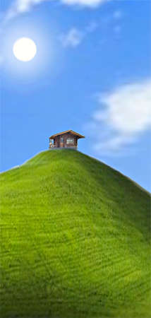 Alleinstehendes Haus auf einem Hügel