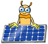 Das Glühwürmchen hinter einem Solarmodul