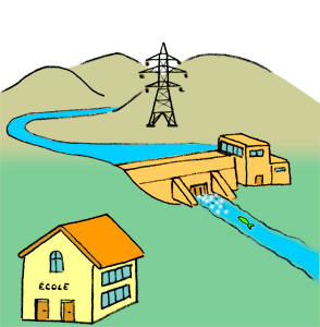 Paysage alpin avec barrage et maison