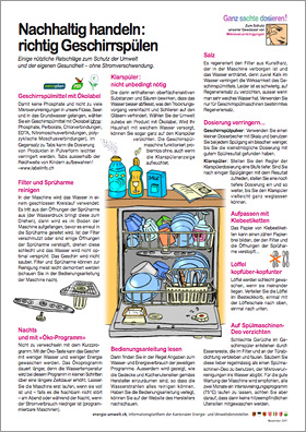 Merkblatt über die richtige Bedienung der Geschirrspülmaschine