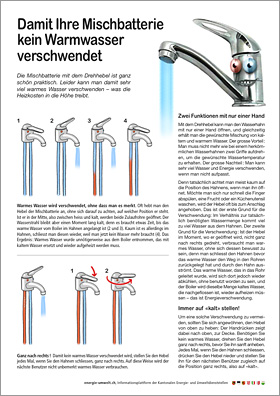 Merkblatt über die richtige Handhabung von Mischarmaturen