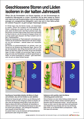 Merkblatt zum Energiesparen mit Fensterläden und Storen