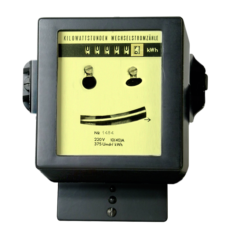 compteur électrique souriant